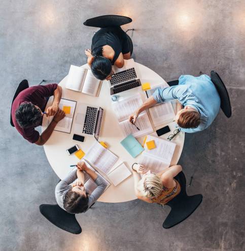 Group of students studying together